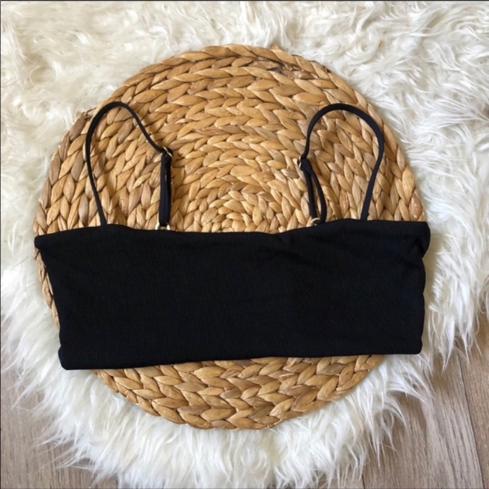 L*Space Rebel Black Ribbed Bikini Top